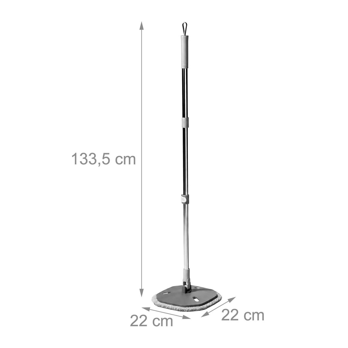 MOP Antracit Šedá Oranžová rotační-kbelík 6 l oddělená voda 2dílná-sada mikrovlákno tyč - různobarevná, kov/textil (34/20/33cm) - Relaxdays