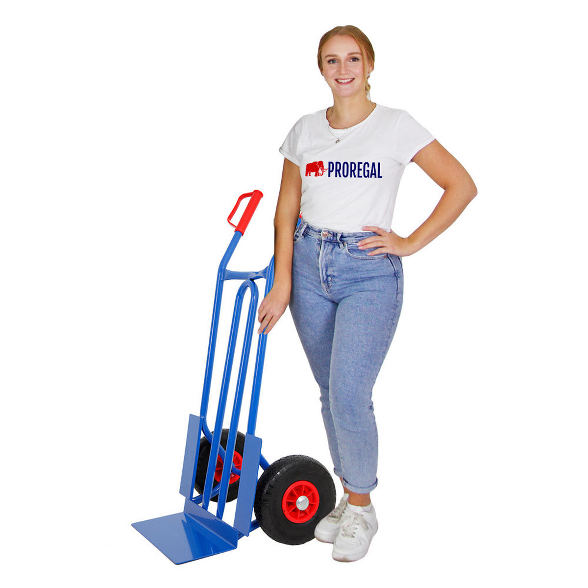 SACKKARRE Rhino XL Schaufel 104x60x50cm Traglast 250kg Pannensichere Räder Blau - Blau, Metall (50/60/104cm) - PROREGAL
