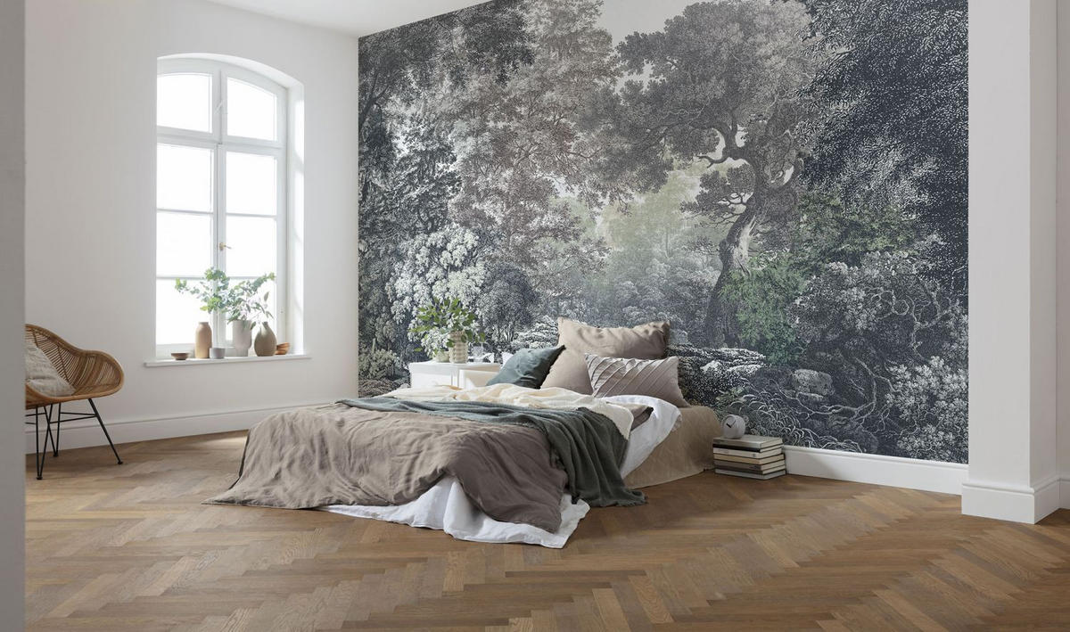 FOTOTAPETE Märchenwald 400 x 280 cm - Grau, Papier (400/280cm) - Sanders & Sanders