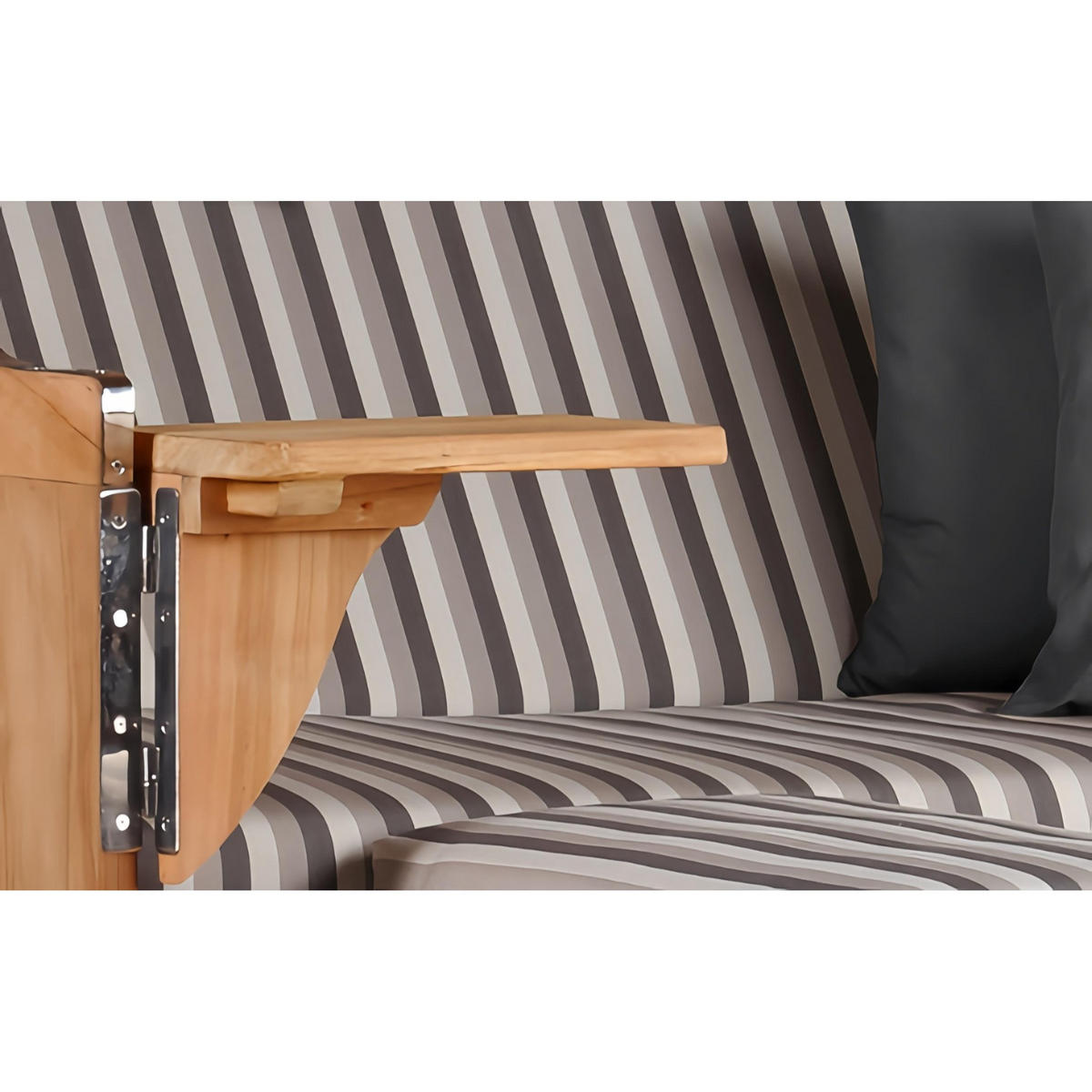 STRANDKORB Düne 2 Sitzer Teak PE Grey - Braun/Grau, Holz/Metall (125/170/80cm) - Mr. Deko