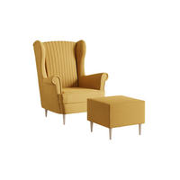 OHRENSESSEL - Sessel Comfy mit Hocker - Gelb - Gelb, Holzwerkstoff (83/103/95cm) - Möblo