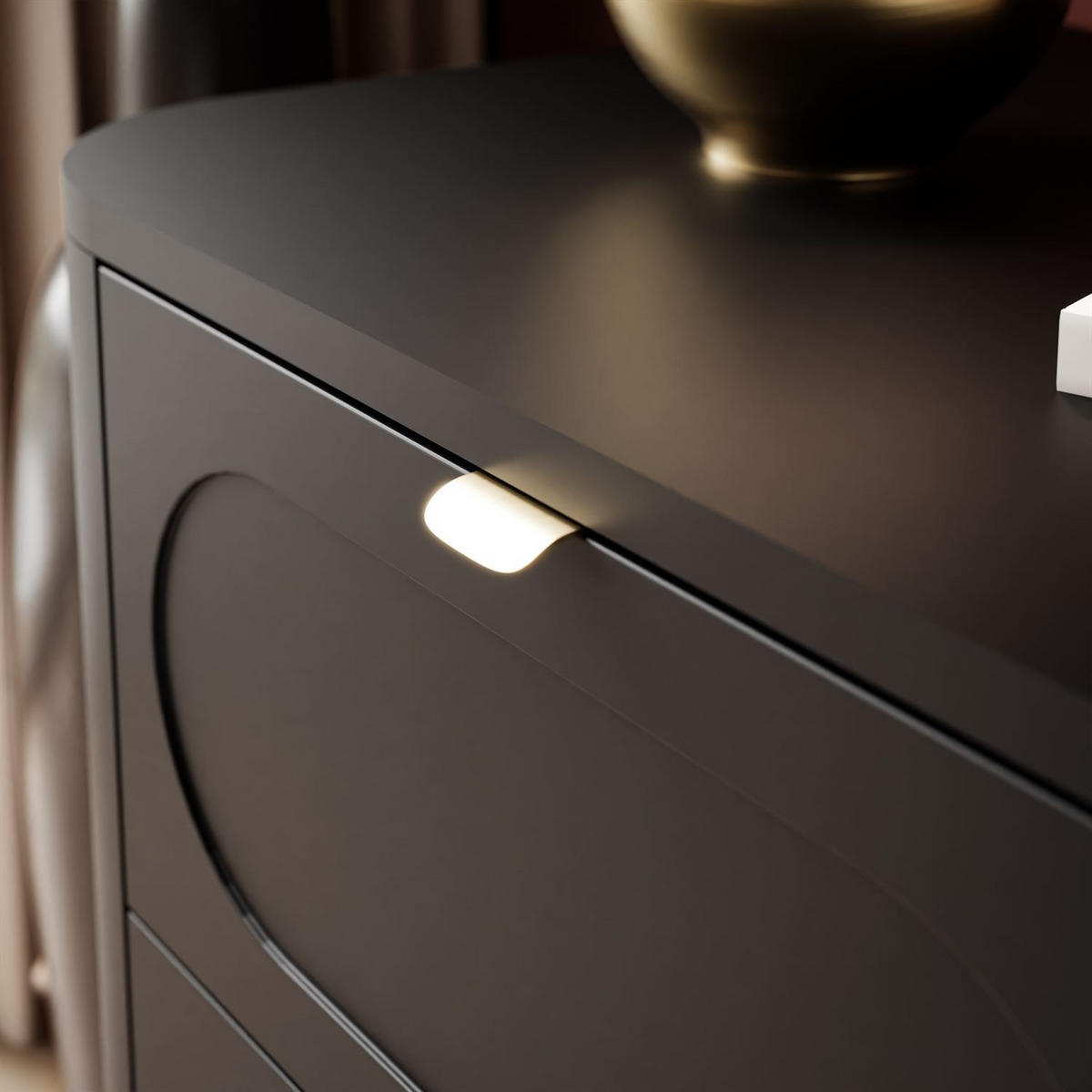 NACHTTISCH SHADOW II 2S mit Schubladen - Schwarz, Holzwerkstoff (60/54/40cm) - Lookway