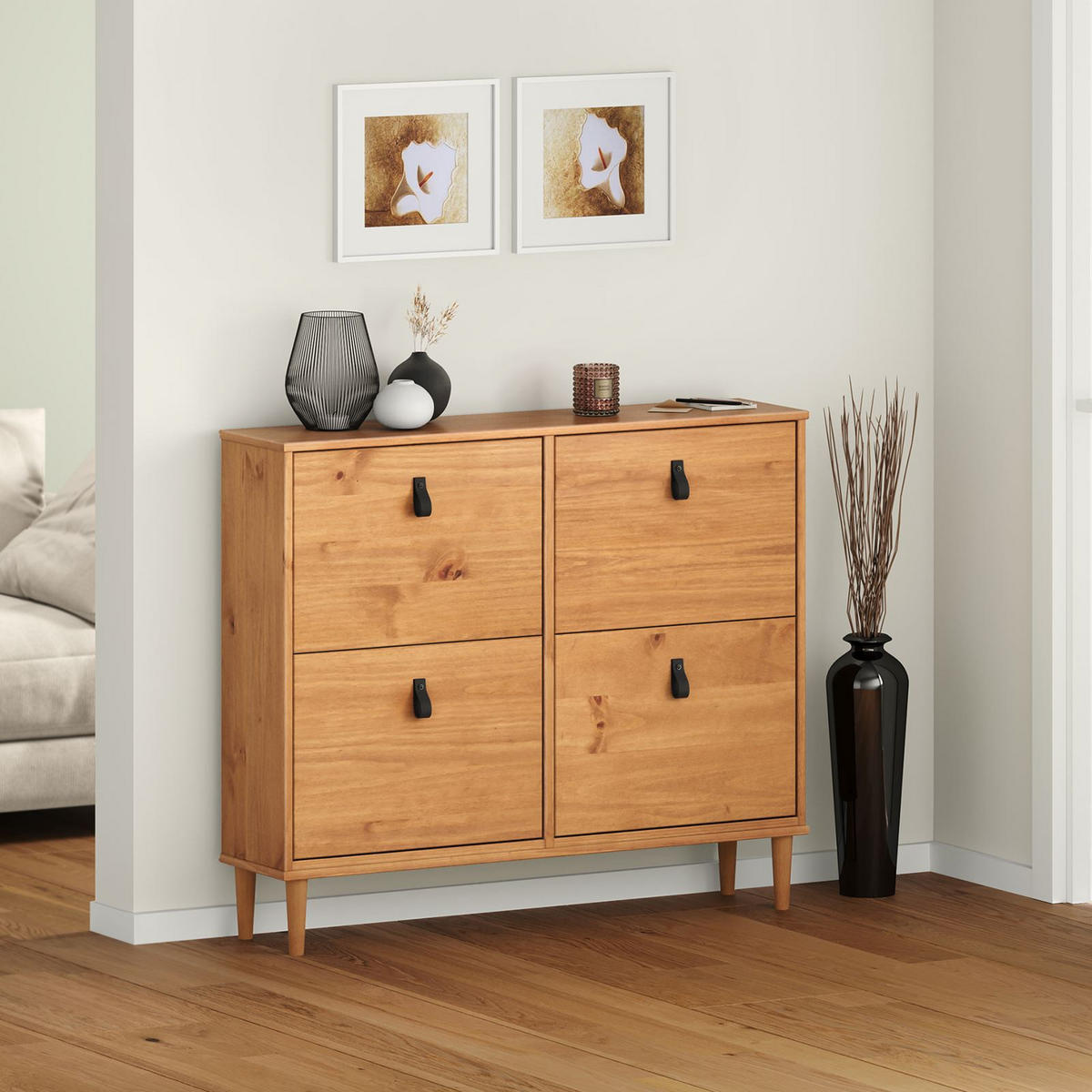 SCHUHKIPPER MIKKA Eiche - Eichefarben, Holz (107/92/25cm) - IDIMEX