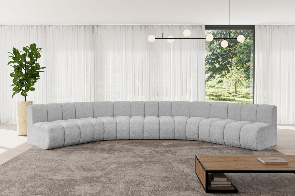 WOHNLANDSCHAFT modulares Sofa Montra-U1 - 490x174x70 cm Hellgrau - Hellgrau, Holzwerkstoff/Textil (490/70/174cm) - ALTDECOR