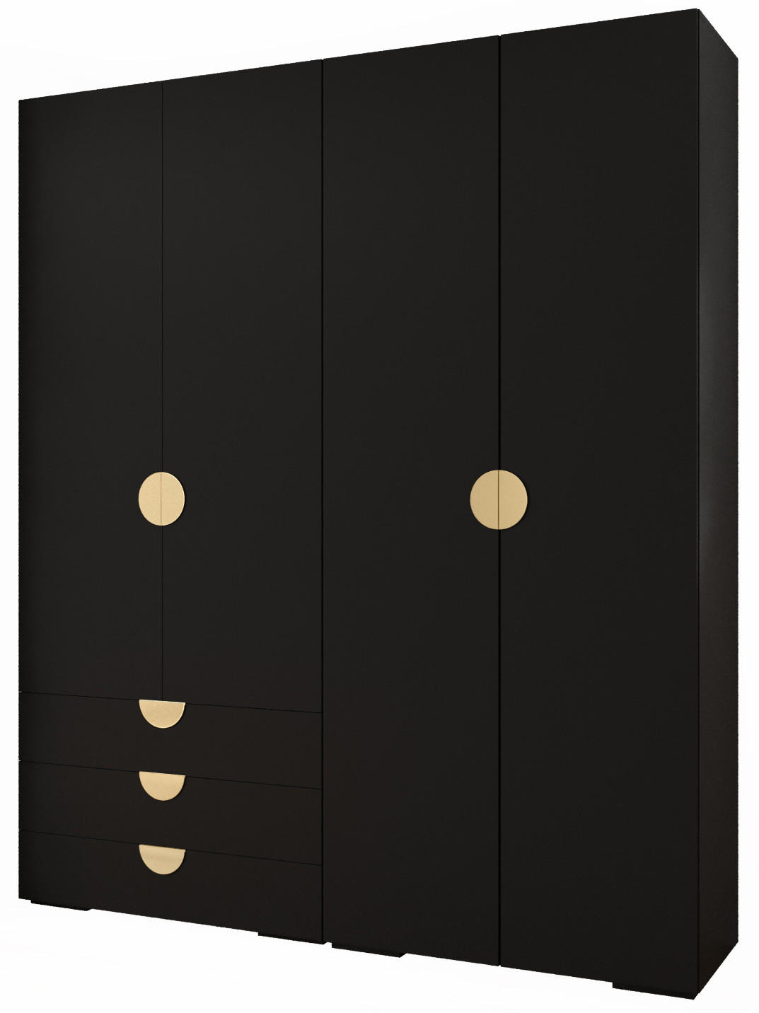 GARDEROBEN-SET 236,7/200/47 - Goldfarben/Schwarz, Holz/Kunststoff (200/236.7/47cm) - Abiks Möbel