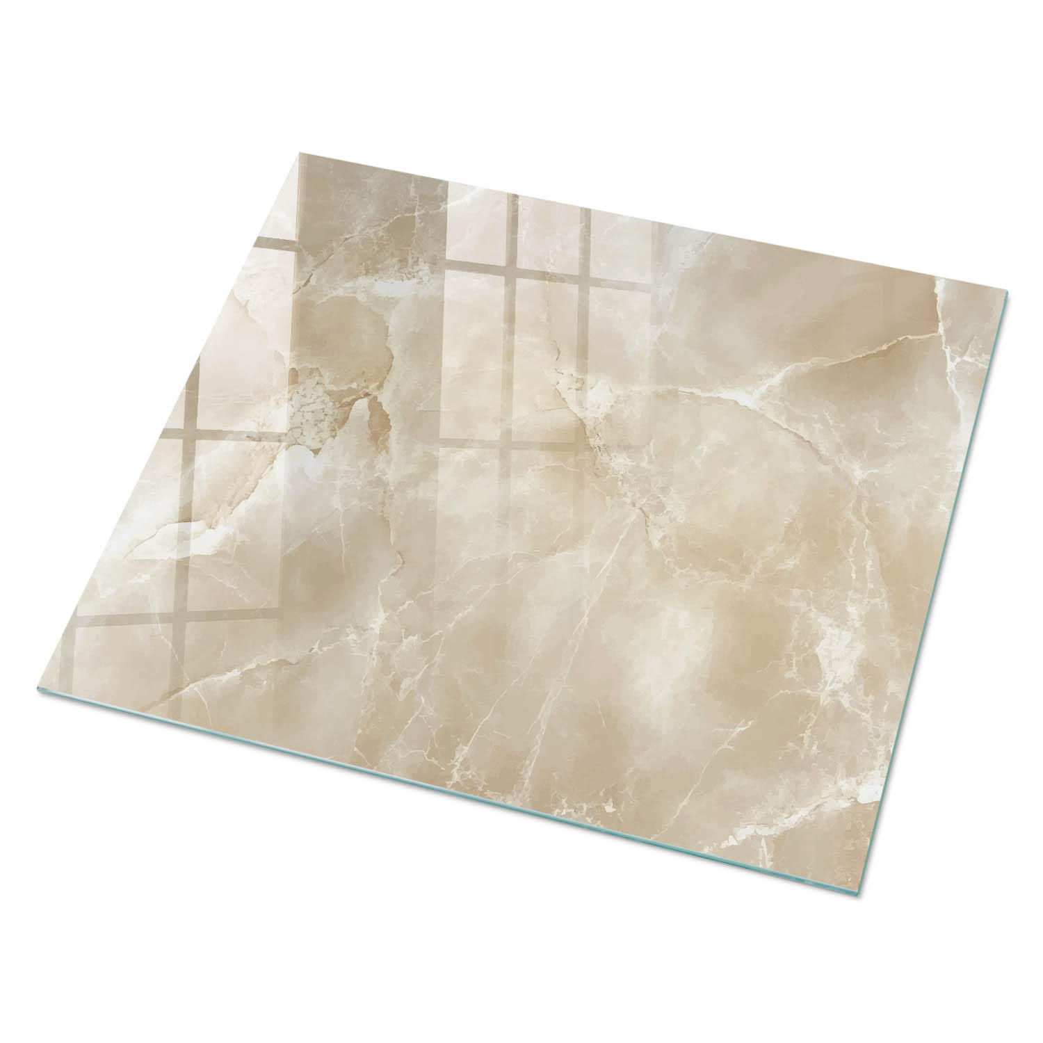 GLASPLATTE 80x60 cm – Cremefarbener Marmor - Schwarz, Glas (0.4/80/60cm) - ArtPrintCave