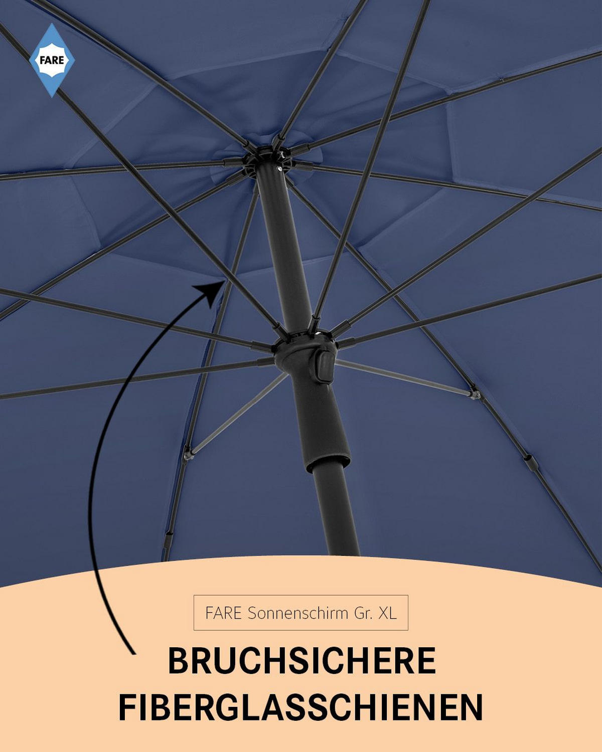 SONNENSCHIRM 235/235/144 cm - Dunkelblau, Kunststoff (235/235cm) - FARE