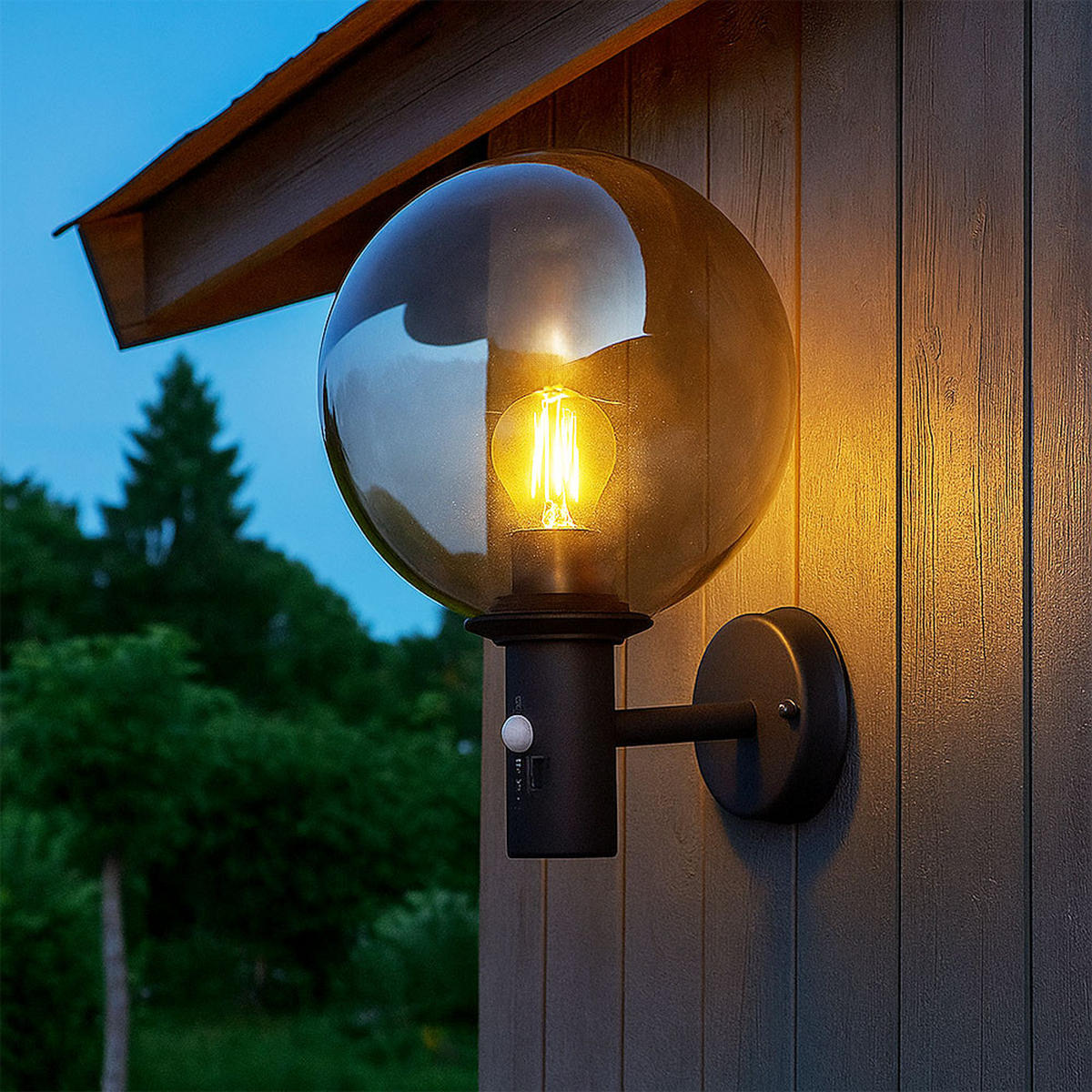 LED AUSSEN-WANDLEUCHTE Edelstahl Anthrazit - Anthrazit, Glas (25/37/26.5cm) - Globo Lighting