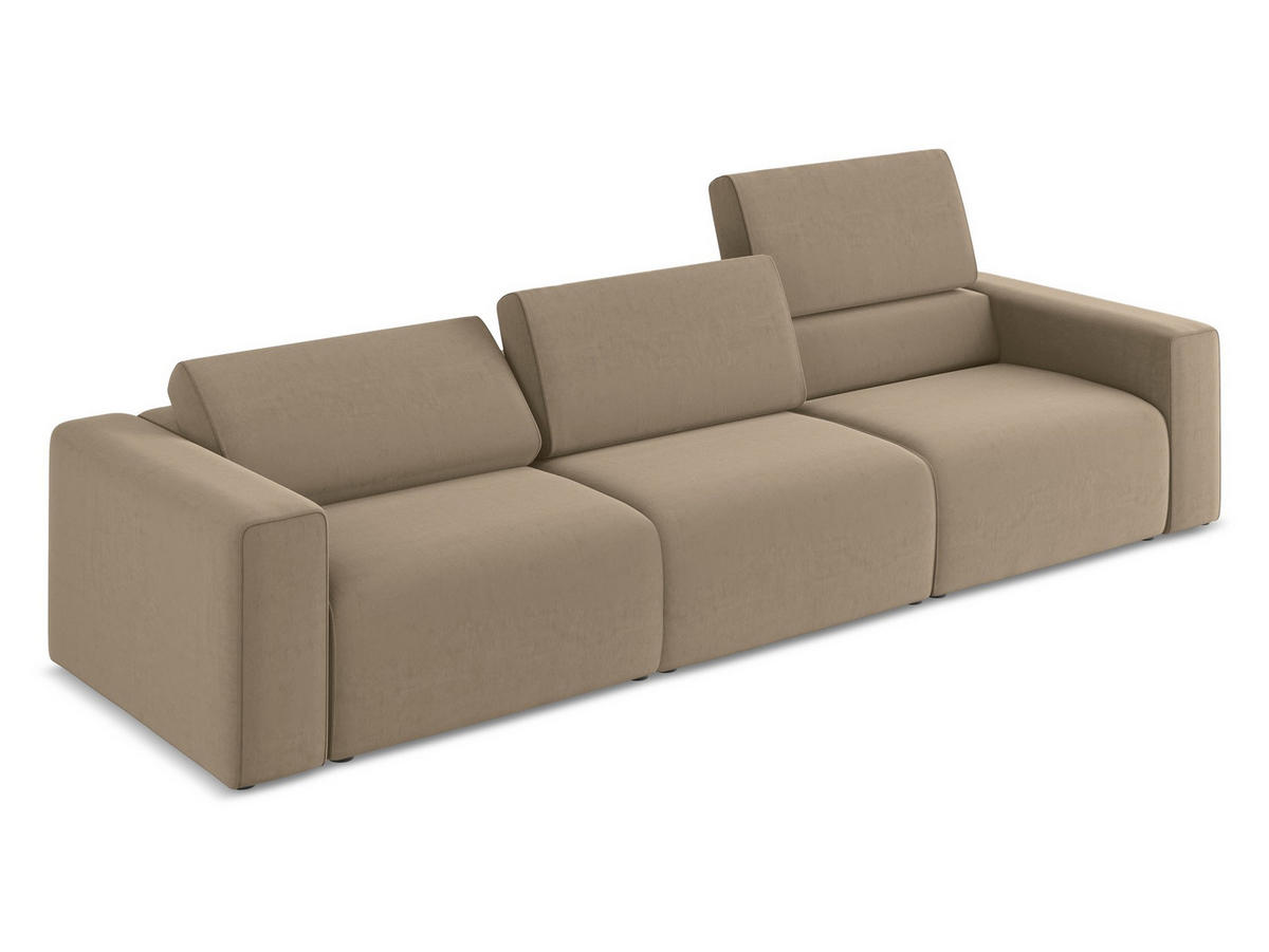 4-SITZER-SOFA Samt Stoff Beige - Beige/Schwarz, Kunststoff/Textil (314/80/103cm) - Makamii