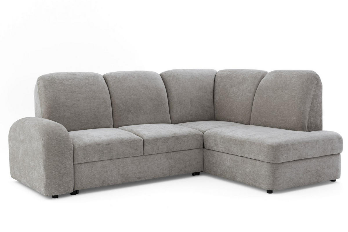 ECKSOFA VIBE L Rechts mit Schlaffunktion 129x205 Chenille Grau - Schwarz/Grau, Holz/Kunststoff (250/186cm) - Muffo