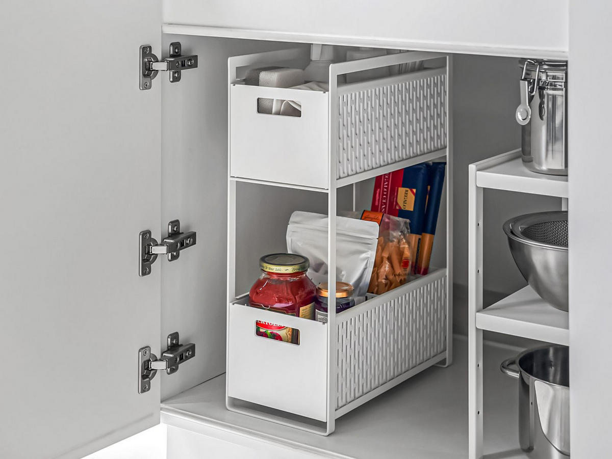 SCHRANK-AUFBEWAHRUNGSKORB Set Tower weiß 32/46/16 cm - Weiß, Kunststoff (32/46/16cm) - Yamazaki