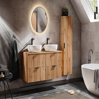 BADMÖBEL-SET 7 Teile - Adel Oak A BM58 in Wotan Oak - Eiche Wotan/Schwarz, Holz/Metall (120/140/46cm)