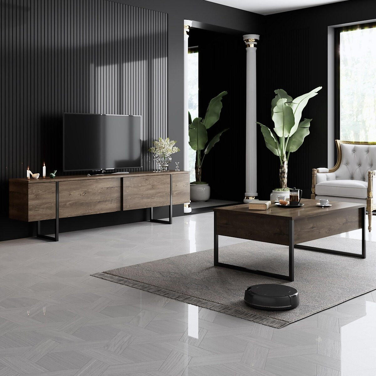 TV-MÖBEL mit 2 Klapptüren Luxe 180/30/50 cm - Braun, Holzwerkstoff (180/50/30cm) - Calicosy
