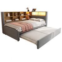 POLSTERBETT 90/200 cm Dunkelgrau mit Stauraum, LED-Beleuchtung und USB/Type-C - Dunkelgrau, Textil (90/200cm) - Flora Grace