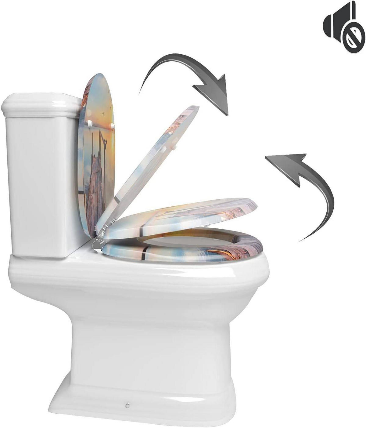 WC SITZ mit Absenkautomatik, MDF Holzkern, Antibakteriell - Weiß, Holzwerkstoff (37/2.5/43cm) - Woltu