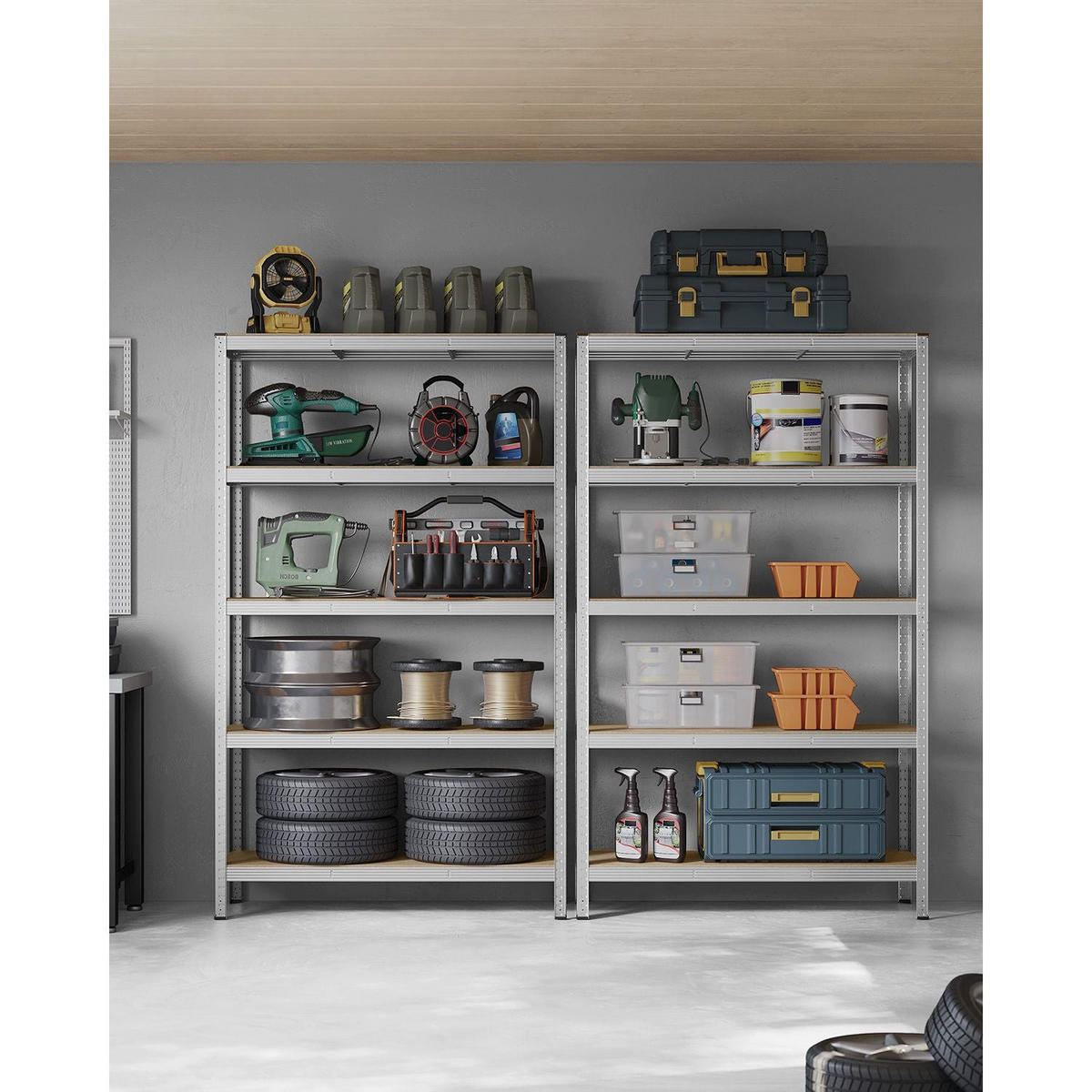 SCHWERLASTREGAL Istanbul 2er-Set - Silberfarben, Holzwerkstoff (120/200/60cm) - Hansiro