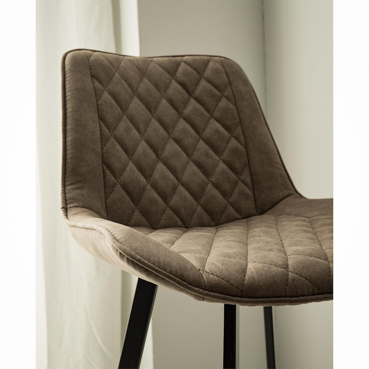 BARSTUHL - Metall, 2er-Set - Beige/Grau, Textil (51/95/52cm) - home24