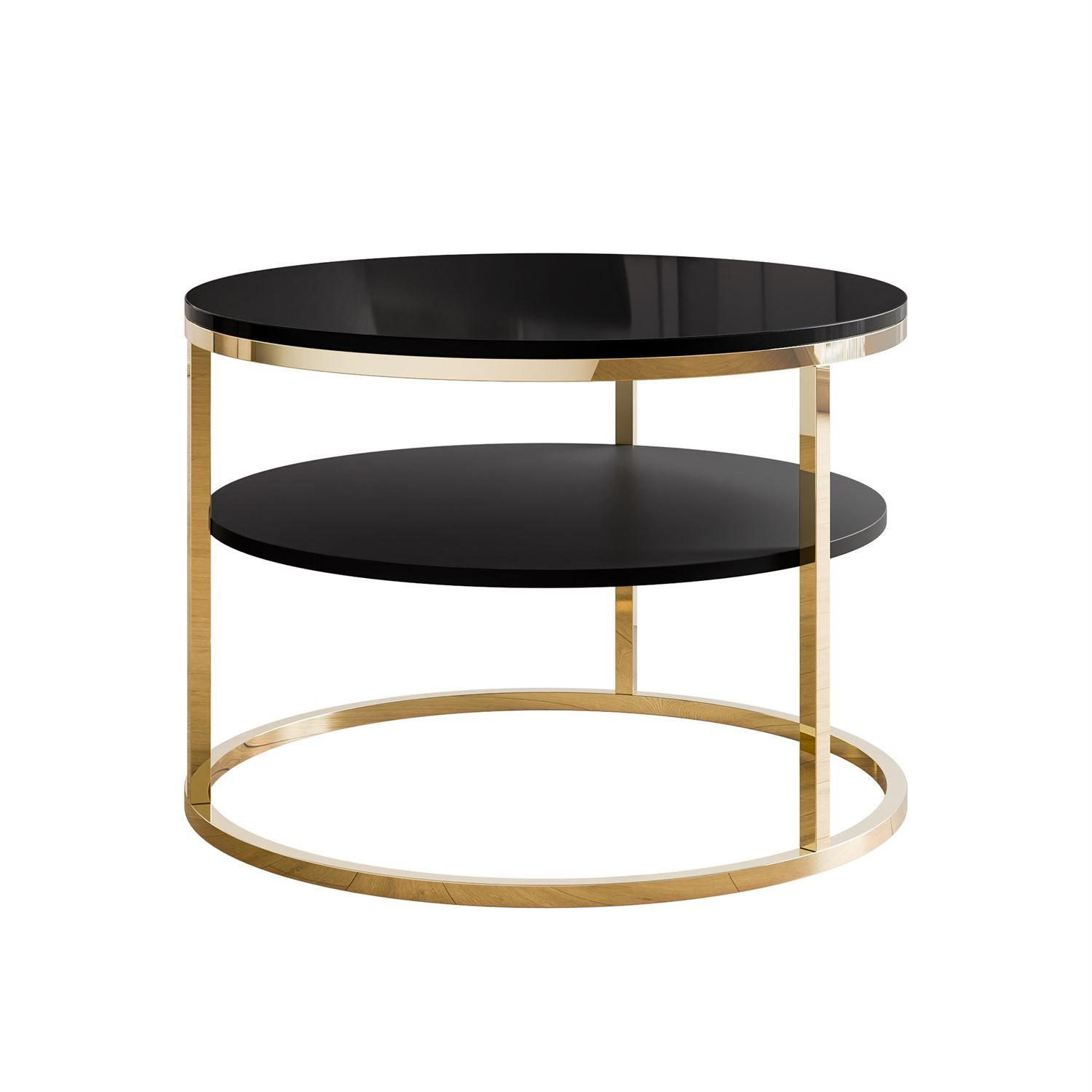 Lookway Couchtisch Gold, Schwarz 70x49x70 cm