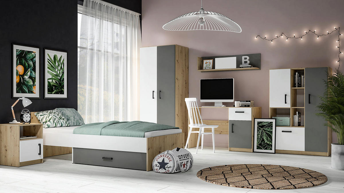 SCHREIBTISCH – FINI 08 – 53 x 120 cm – Fini – Weiß / Anthrazit - Anthrazit/Weiß, Holzwerkstoff (53/120/76cm) - hi-markt