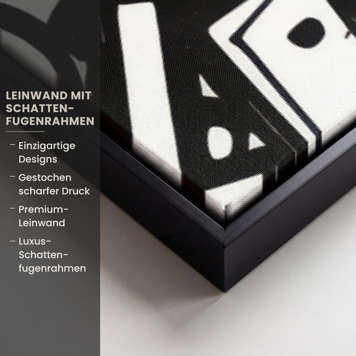 LEINWAND Bilder mit Rahmen - Formen - Buchstaben - Graffiti - Schwarz - 80x120 - Schwarz, Textil (80/120cm) - MuchoWow