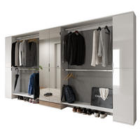 GARDEROBENSCHRANK weiß Hochglanz 232 cm, Schuhschrank XXL, mit Spiegeltüren - Chromfarben/Weiß Hochglanz, Holzwerkstoff/Kunststoff (341/193/34cm) - Inn.Furn