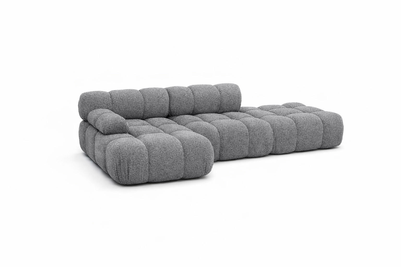 ECKSOFA L-Form Modular Mit Hocker, Bouclé-Stoff Abriamo, Dunkelgrau, Links, Selia - Dunkelgrau, Holz (285/160cm) - Kaiser Möbel