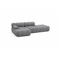 ECKSOFA L-Form Modular Mit Hocker, Bouclé-Stoff Abriamo, Dunkelgrau, Links, Selia - Dunkelgrau, Holz (285/160cm) - Kaiser Möbel