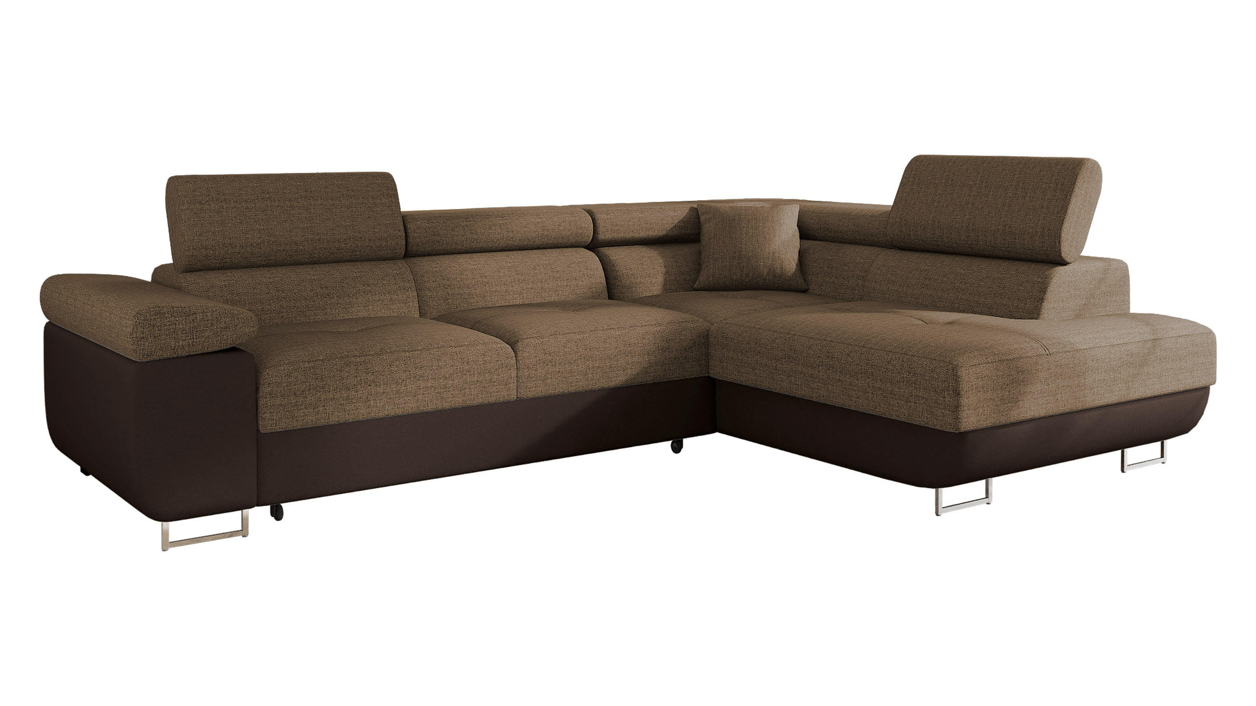 ECKSOFA Torezio, Seite: Rechts - Braun, Holz/Textil (274/203cm) - MIRJAN24