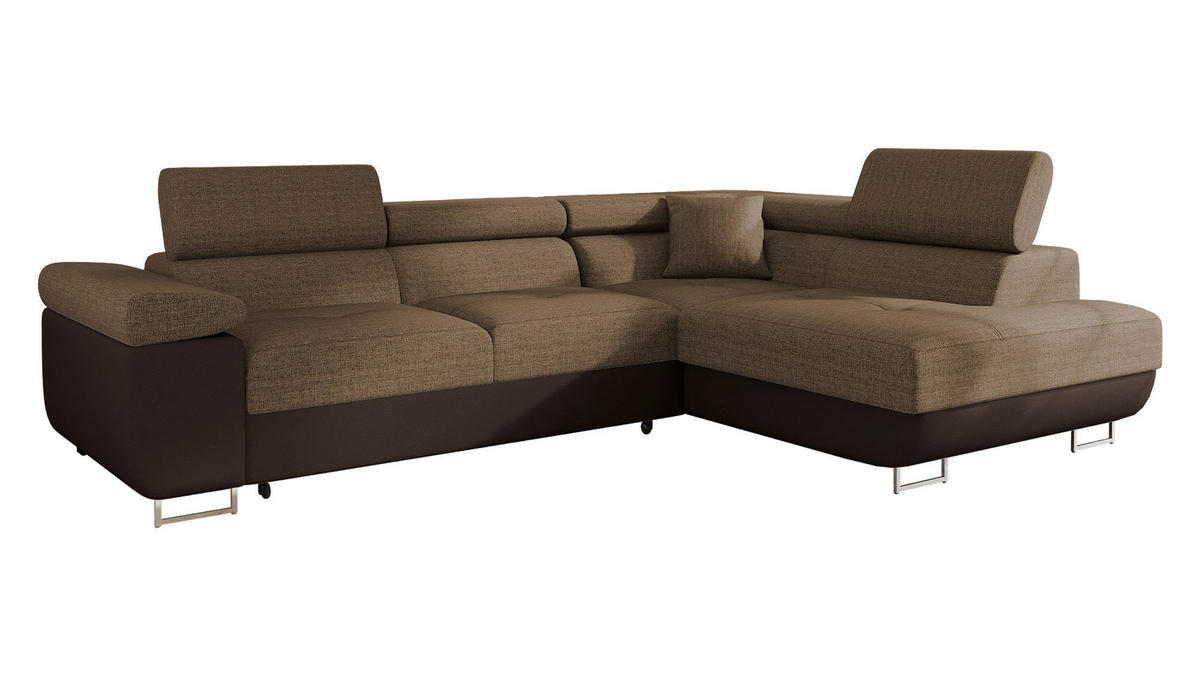 ECKSOFA Torezio, Seite: Rechts - Braun, Holz/Textil (274/203cm) - MIRJAN24