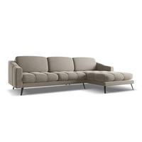 ECKSOFA Rechts Samt Stoff Grau - Taupe/Schwarz, Textil/Metall (264/160cm) - Makamii