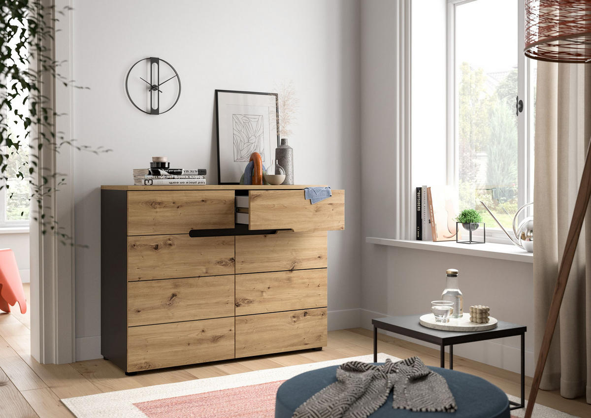 KOMMODE Nova in Basalt grau Nachbildung und Artisan Nachbildung B/H/T: 100x81x40 cm - Grau, Holzwerkstoff (100/81/40cm) - Homes & Jones