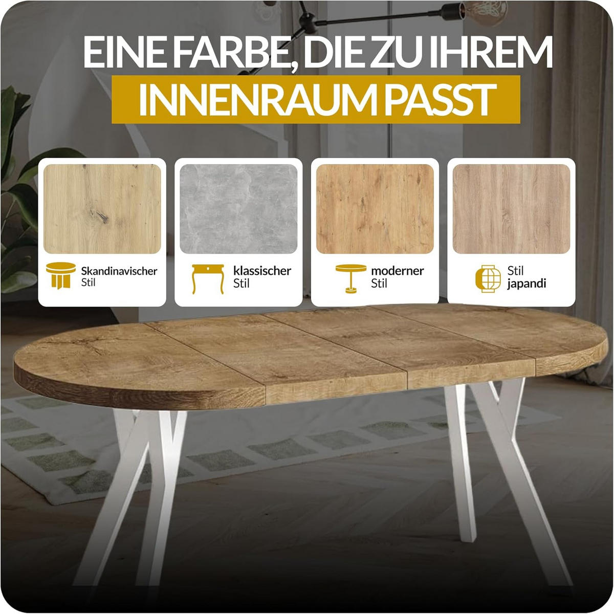 RUNDER Esstisch ausziehbar – Moderner Wohnzimmertisch und Küchentisch – Tisch mit Stabile Konstruktion, Durchmesser 80 cm - 130 cm - Farbe At - Schwarz/Grau, Holzwerkstoff (80/80/77cm) - Alpi-Möbel