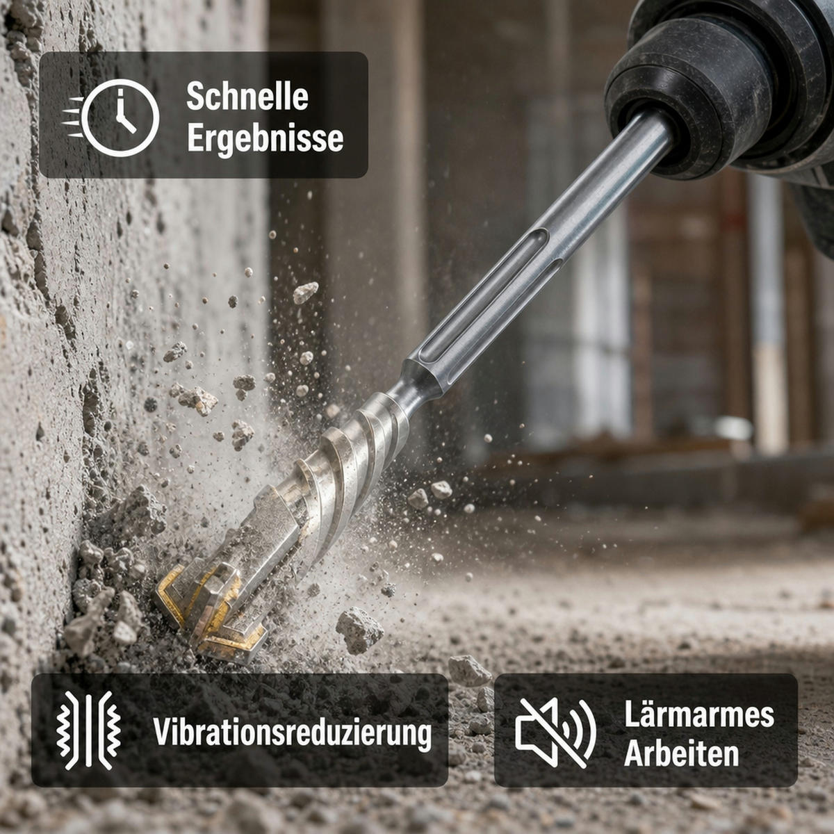 SDS Max Bohrer - Edelstahlfarben, Metall (30/2/2cm) - KLASEBO
