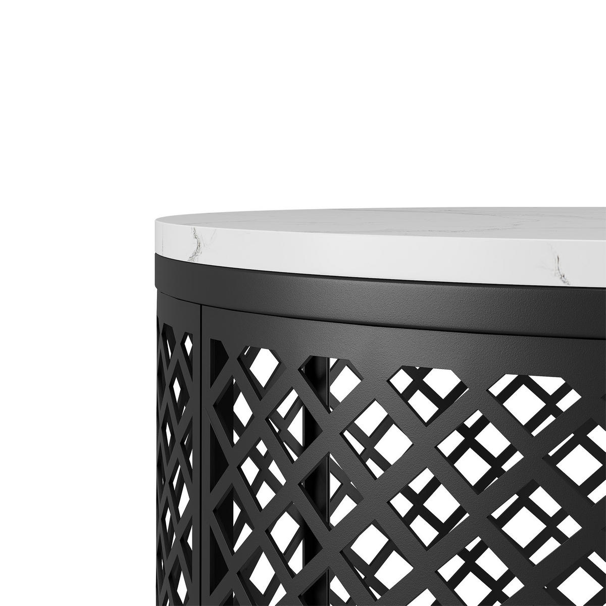 COUCHTISCH Wohnzimmertisch für couch Sofatisch mit Haustierbereich und Haustiermatte, mit Marmorstruktur, bis 400 °C - Schwarz, Holzwerkstoff/Metall (70/70/45cm) - STILVORA