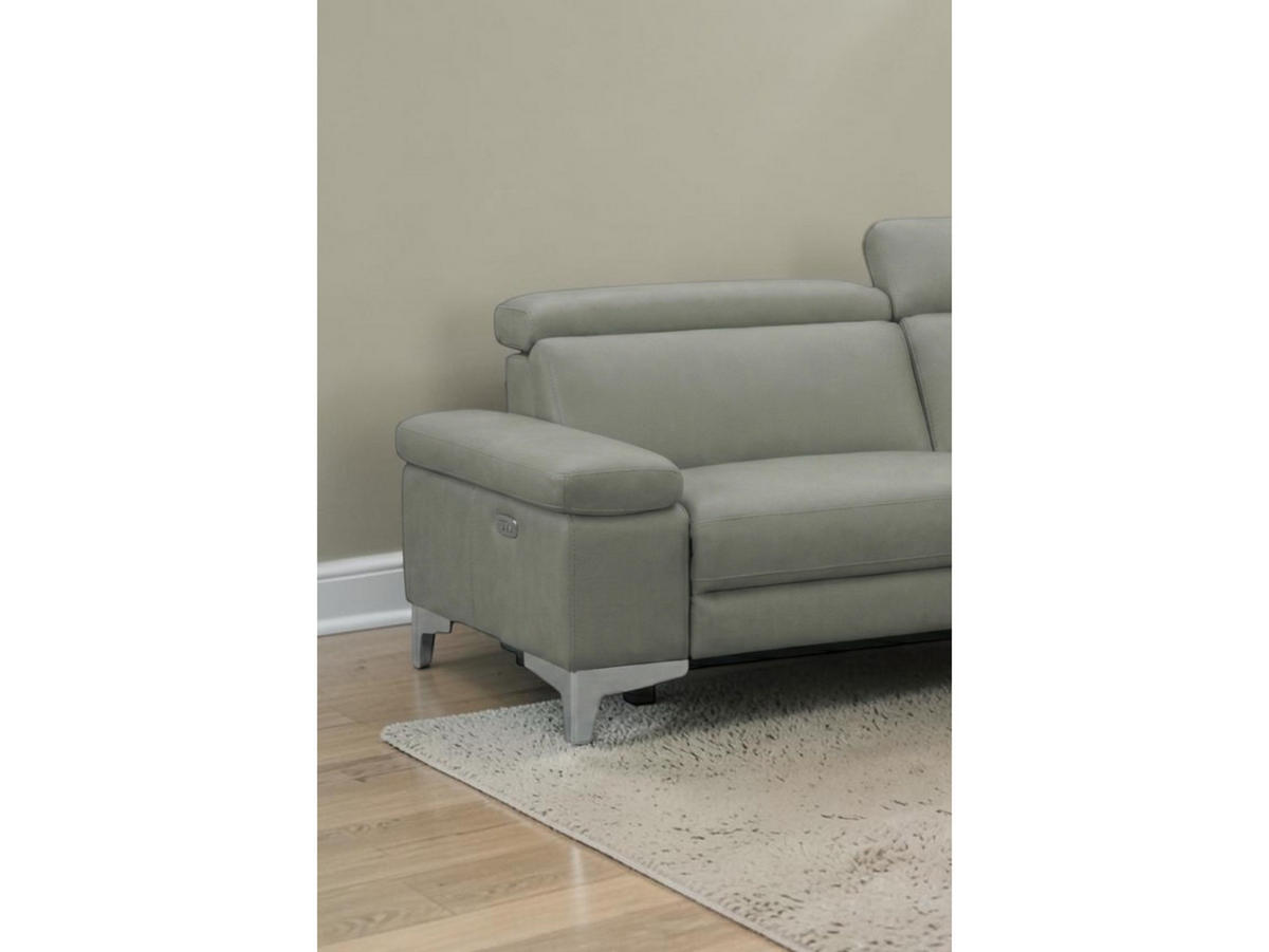 3-SITZER Sofa Talisman Echtleder Perlgrau - Hellgrau, Leder/Metall (216/80/100cm)