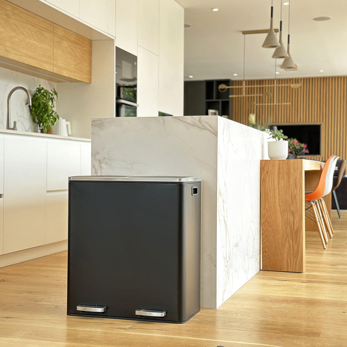 ABFALLEIMER MAJOR schwarz - Schwarz, Metall (36/65/60cm) - Kitchen Move