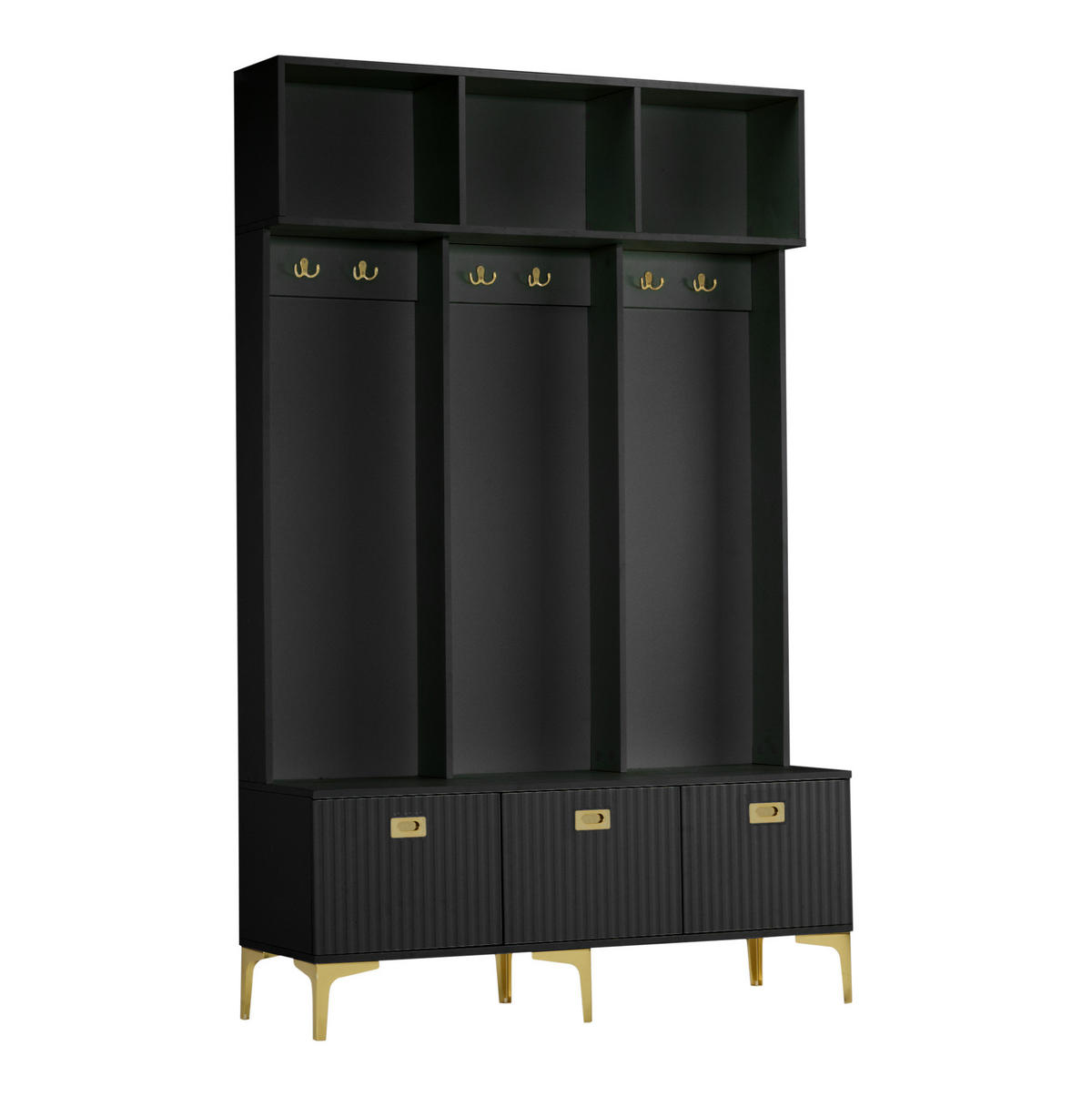 GARDEROBE mit Türen und Schubladen, skandinavische Holzoptik, 120/40/80 cm, Schwarz - Schwarz, Holzwerkstoff (120/191.5/23.5cm) - Redom