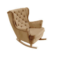 SCHAUKELSESSEL mit gepolstertem Sitz und Armlehnen, 102x81x95 cm, Beige_29806 - Kaschmir/Buchefarben, Holz/Textil (81/102/95cm) - DomoHome