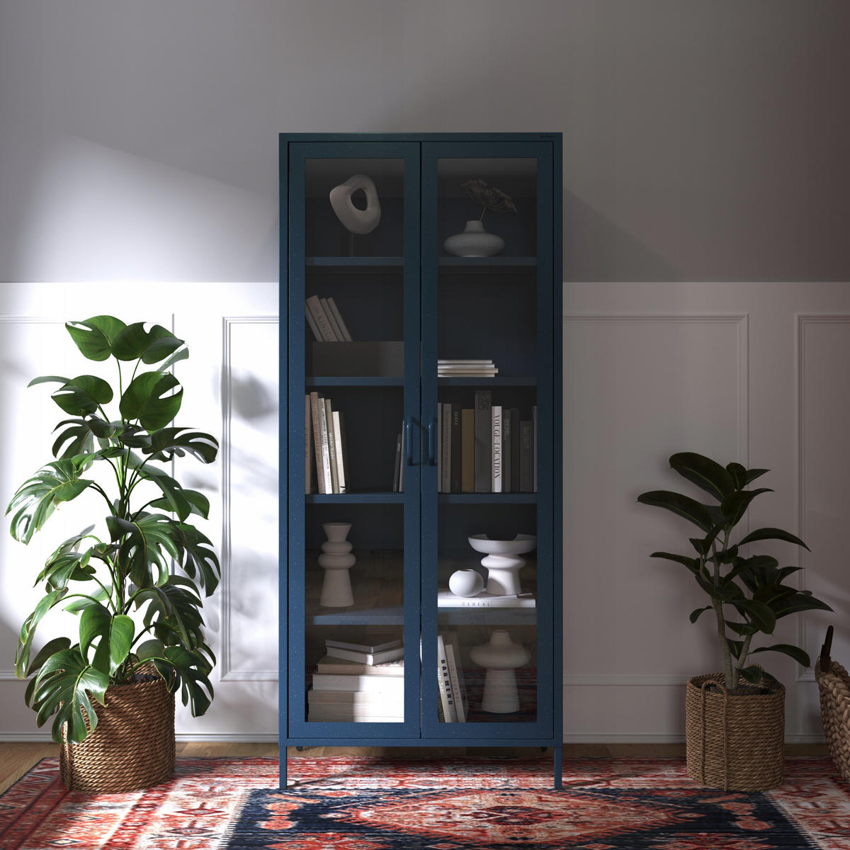WOHNZIMMER Vitrine ANGELO Modern - Blau, Metall (80/185/45cm) - Jan Nowak
