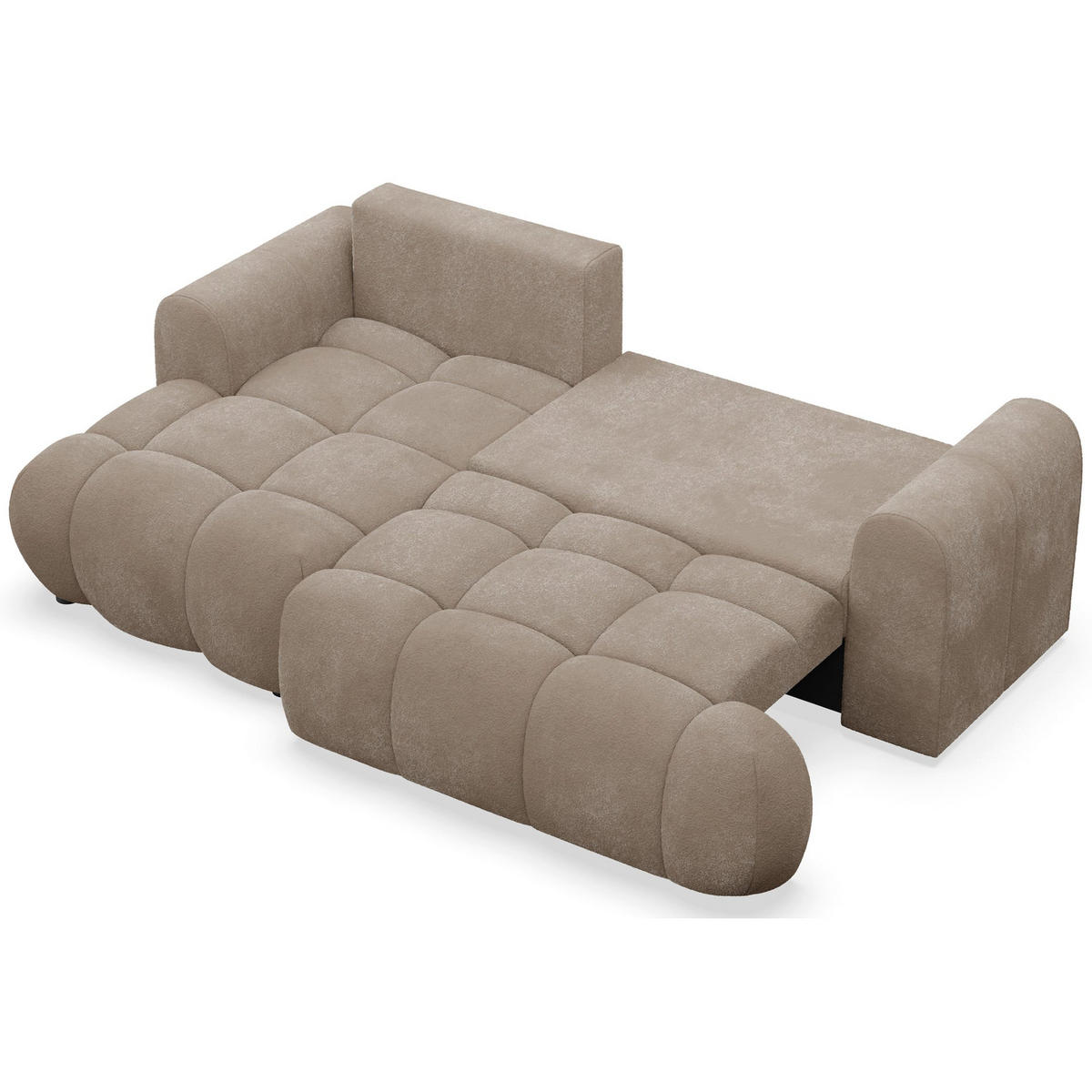 ECKSOFA Ombo Mini, Dunkelbeige Plüsch, linksseitig - Schwarz/Cappuccino, Kunststoff/Textil (246/155cm) - Selsey