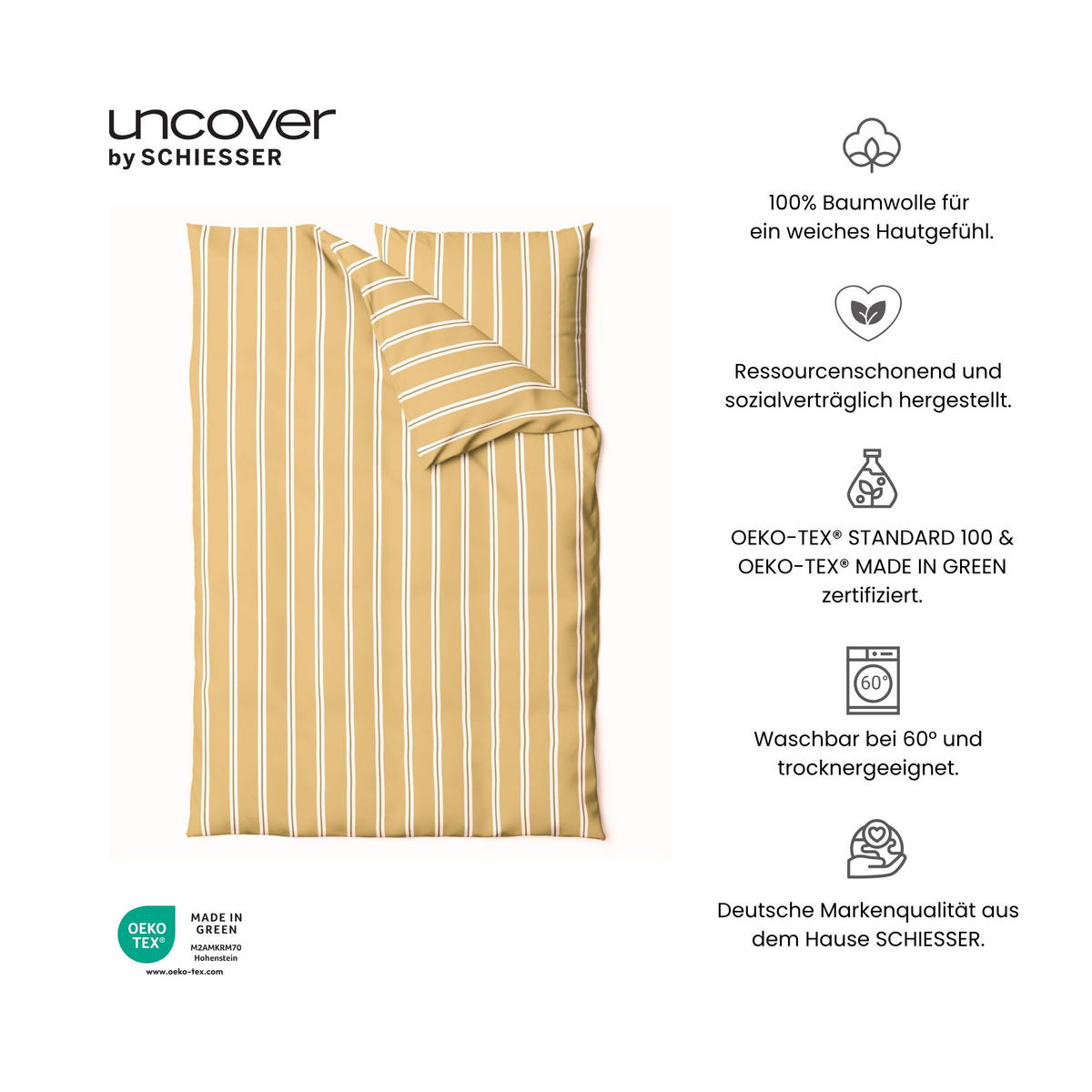 BETTWÄSCHESET Colorado - Renforcé - 2-teilig - 135x200cm - Senf - Hellbraun, Textil (135/200cm) - Uncover by Schiesser