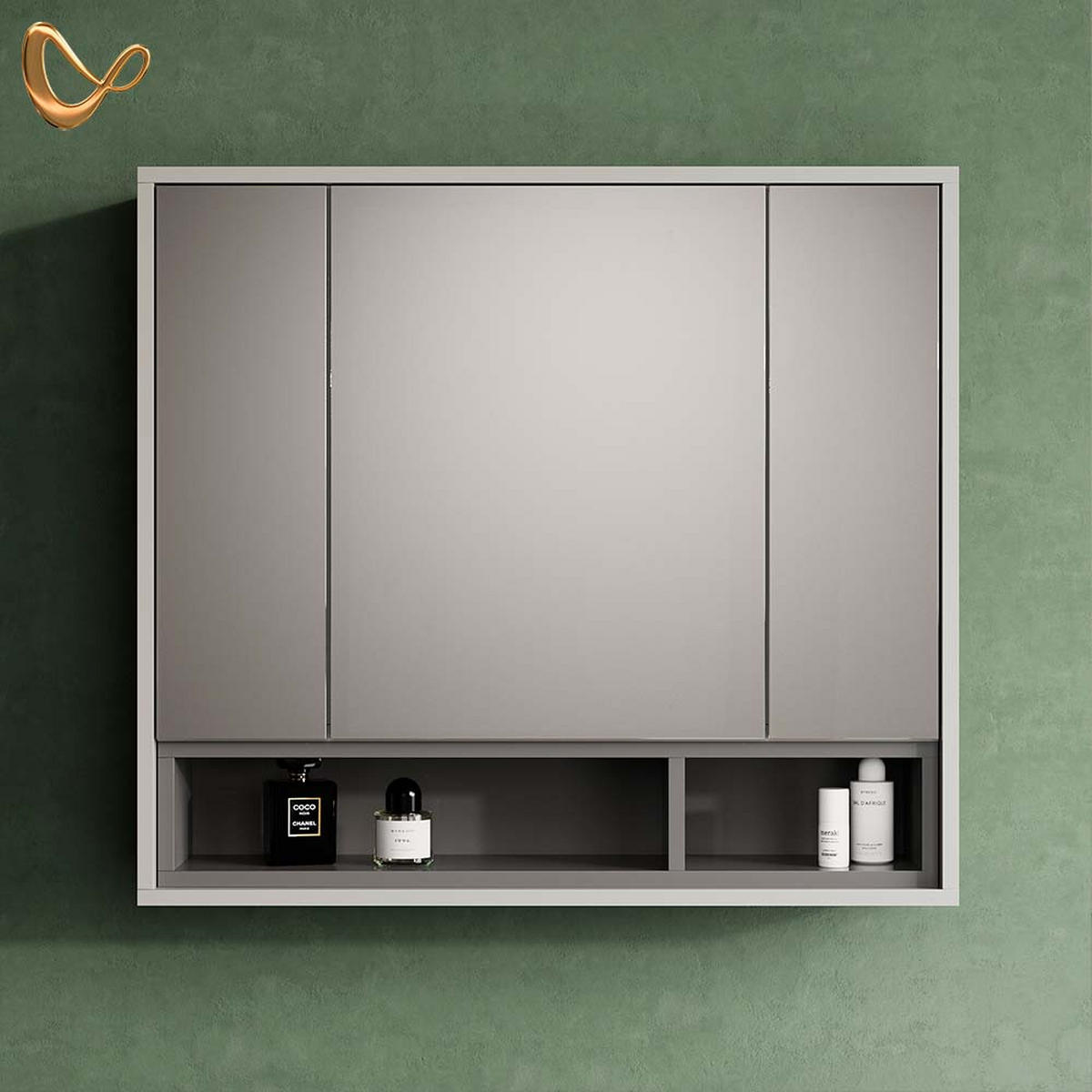BADSPIEGELSCHRANK Temo Grau/Anthrazit 80 x 72 cm - Anthrazit/Grau, Holzwerkstoff (80/72/20cm) - Livinity®