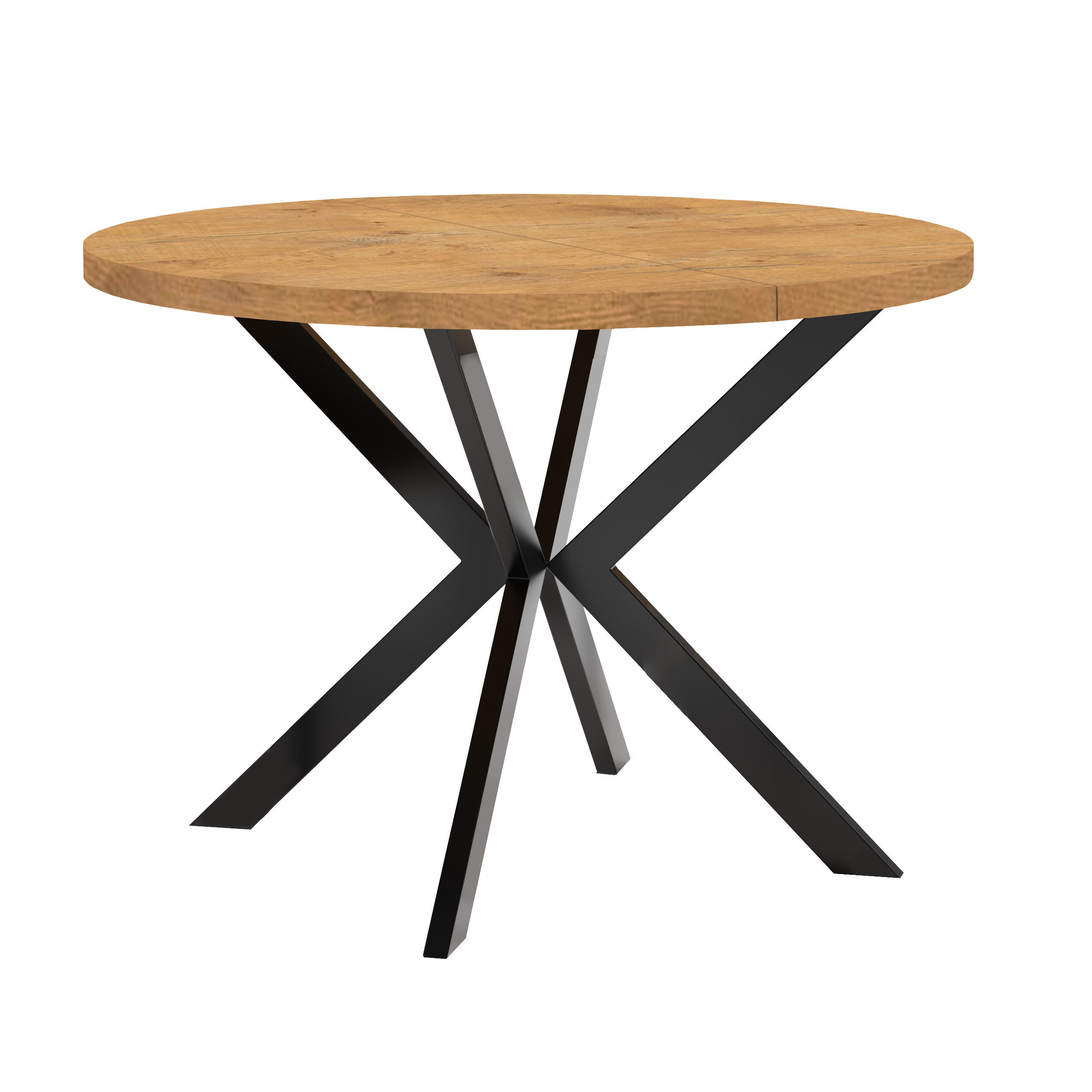 ESSTISCH ENDIK, Durchmesser: 100 / 200 cm, Farbe: Eiche Lancelot / Schwarz - Hellbraun/Schwarz, Holz (200/100/77cm) - Dekori_Interiors