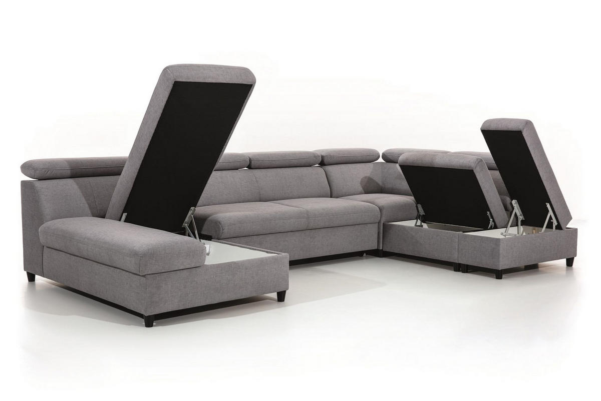 WOHNLANDSCHAFT Schlafsofa Anton - Hellblau, Holzwerkstoff/Textil (342/96/205cm) - Fun Möbel