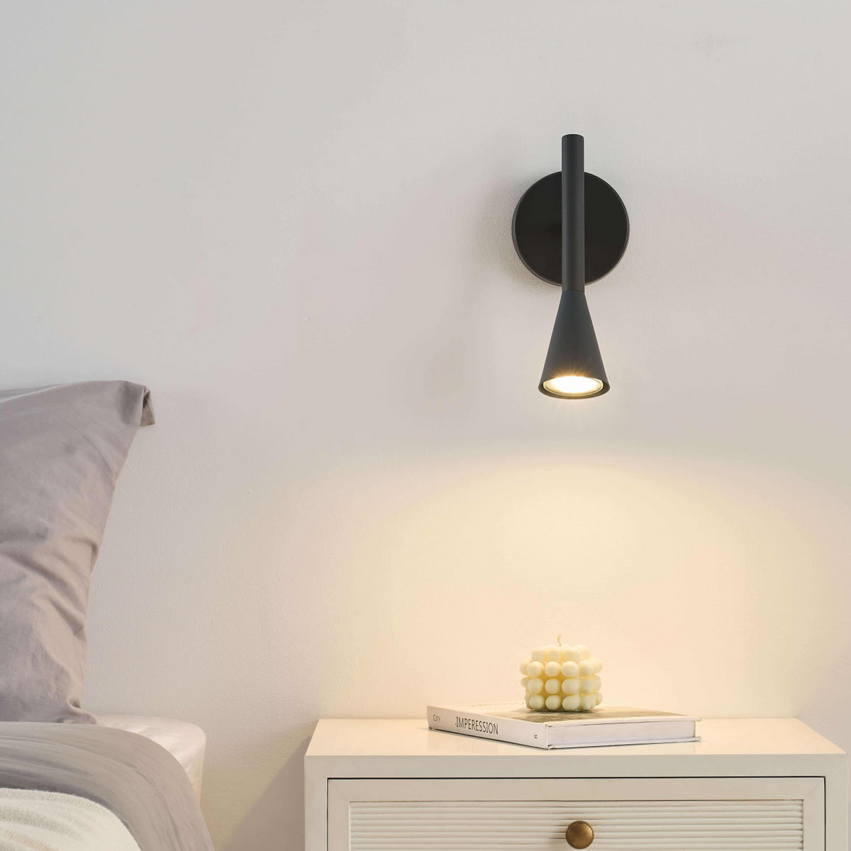 WANDLEUCHTE Holen, Schwarz und gold, 22.5cm - Goldfarben, Metall (11/22.5/11cm) - KOSILUM