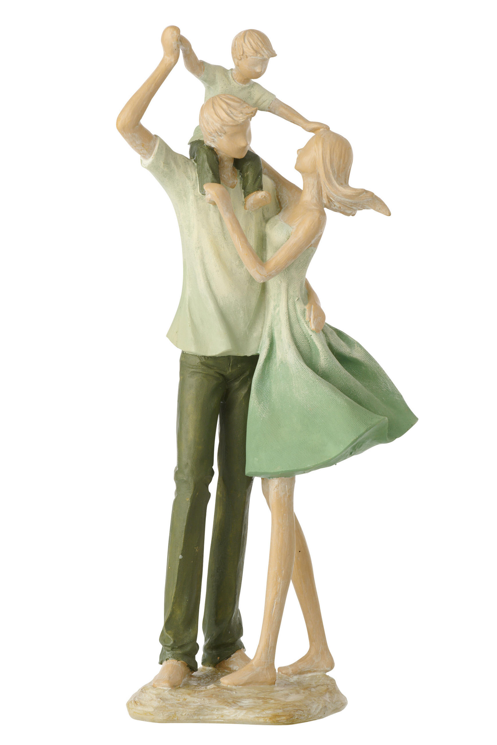 FIGUR FAMILIE 1 KIND - Grün, Glas/Naturmaterialien (11.5/39.5/18cm) - J-Line