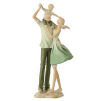 FIGUR FAMILIE 1 KIND - Grün, Glas/Naturmaterialien (11.5/39.5/18cm) - J-Line