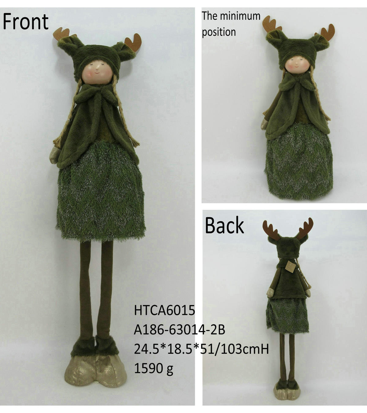 PLÜSCHFIGUR Santa Lila Olivgrün - Grün, Textil (20/67/25cm) - Mondex