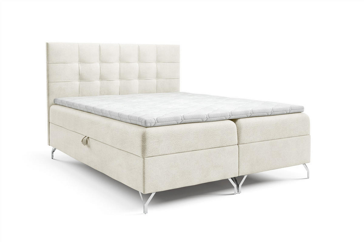 BOXBETT Candela In überlänge - Creme, Holzwerkstoff/Textil (200/220cm) - Fun Möbel