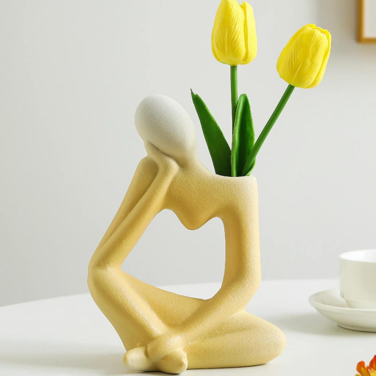 VASE 14 x 8,5 x 19 cm Keramik - Gelb, Keramik (8.5cm) - LIBRATON